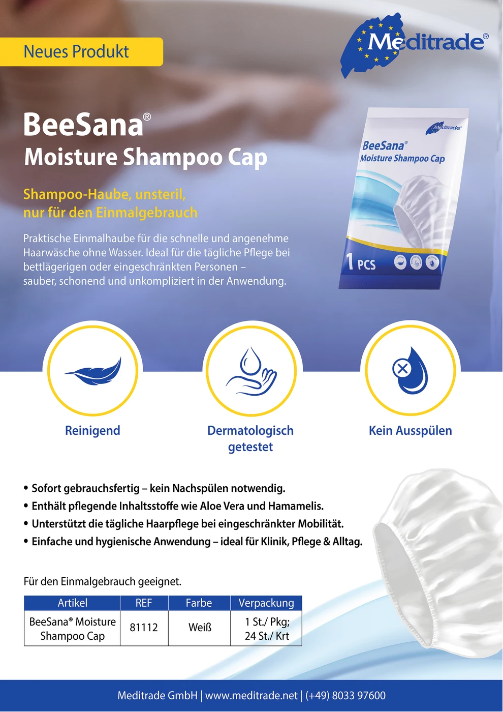BeeSana® Shampoo-Haube Packung 1 Stück weiß, unsteril BeeSana® Shampoo-Haube Packung 1 Stück weiß, unsteril