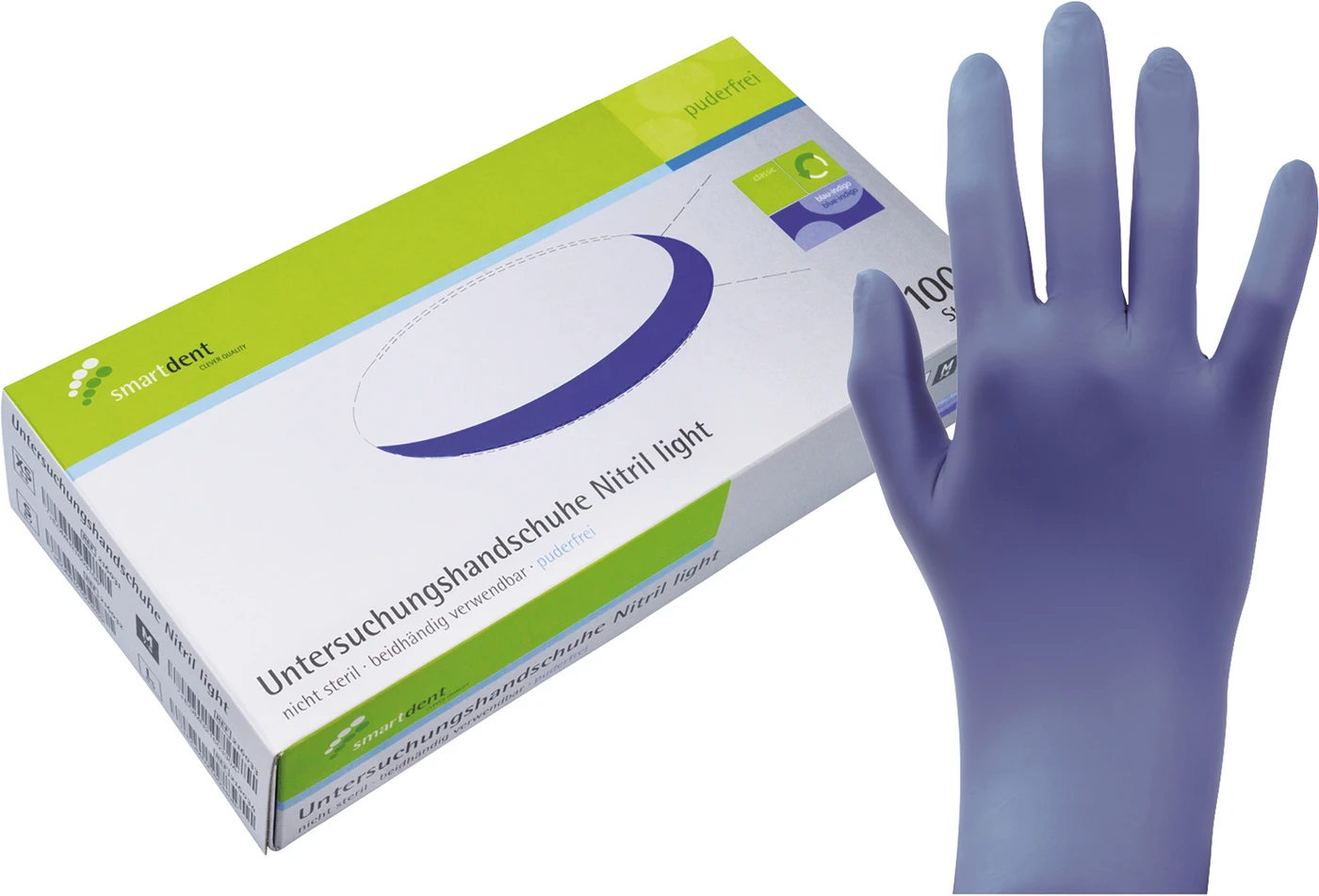 smart Nitrilhandschuhe light Packung 100 Stück puderfrei, indigoblau, M