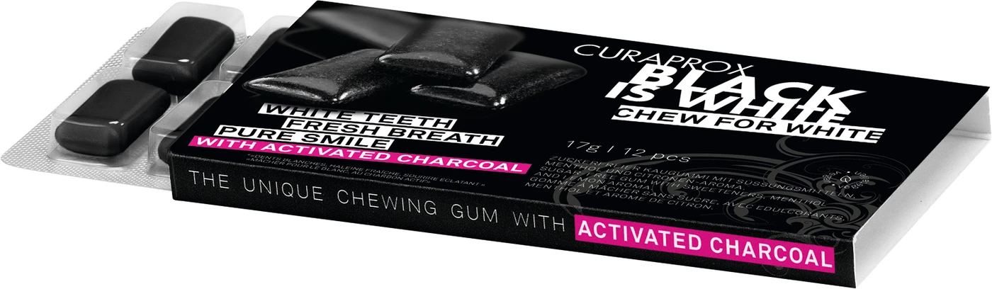 CURAPROX BLACK IS WHITE Kaugummi Packung 12 Stück CURAPROX BLACK IS WHITE Kaugummi Packung 12 Stück