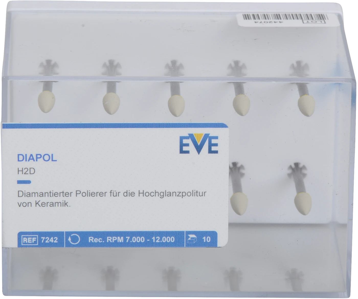 EVE DIAPOL® Packung 10 Stück grau fein, HP, Figur Spitze, 4 x 13 mm EVE DIAPOL® Packung 10 Stück grau fein, HP, Figur Spitze, 4 x 13 mm