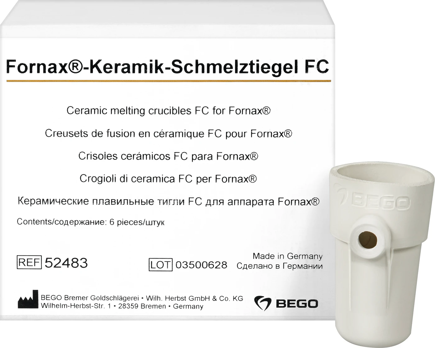 Schmelztiegel und Einsätze Packung 6 Fornax Keramik Schmelztiegel FC