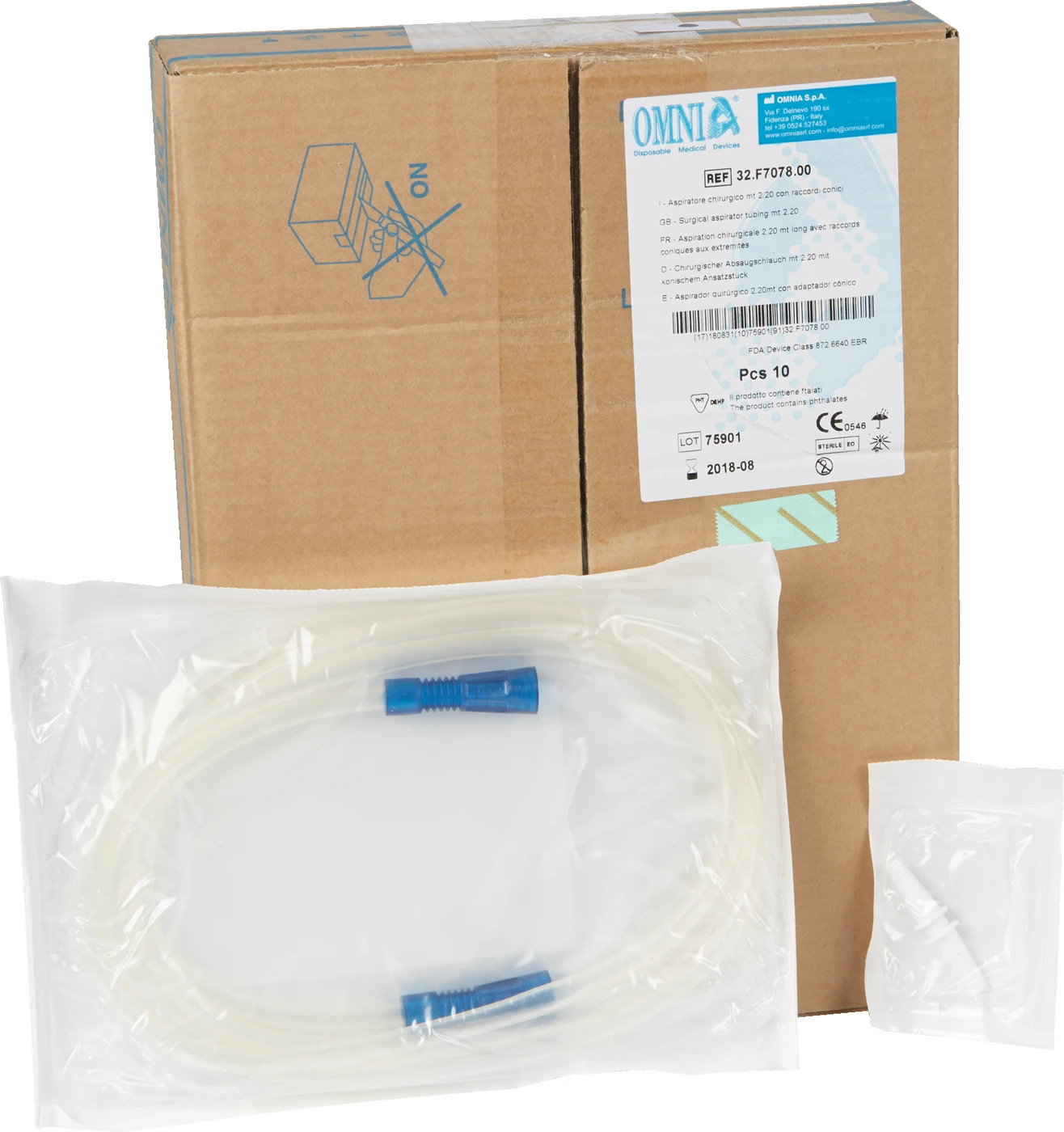 Chirurgischer Absaugschlauch Packung 10 Stück 2,2 m, mit konischen Anschluss