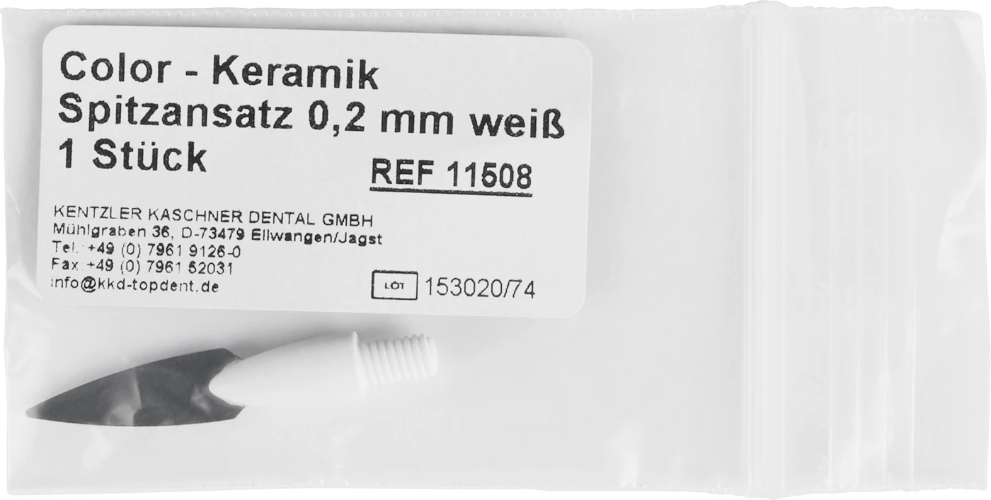 TOPDENT Keramik-Modellier-Instrumente „Color“ - Ansätze Stück für Nr. 2, Spitze, 0,2 mm, weiß, starr