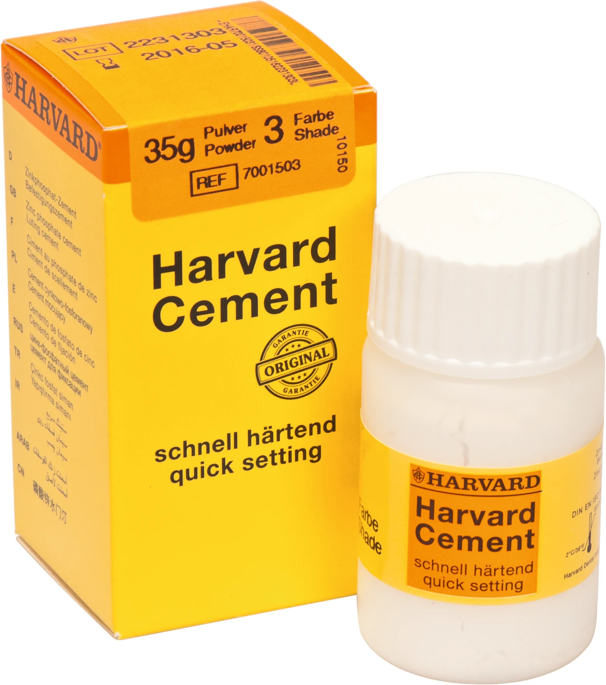 Harvard Cement schnell härtend Pulver Packung 35 g Pulver 3 - weißlichgelb