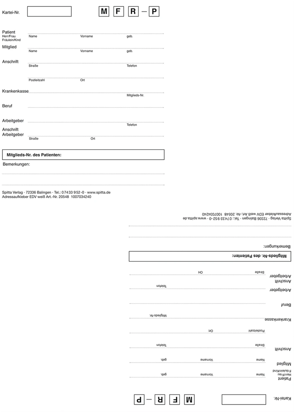 Karteikarten-Aufkleber Packung 50 Blatt weiß