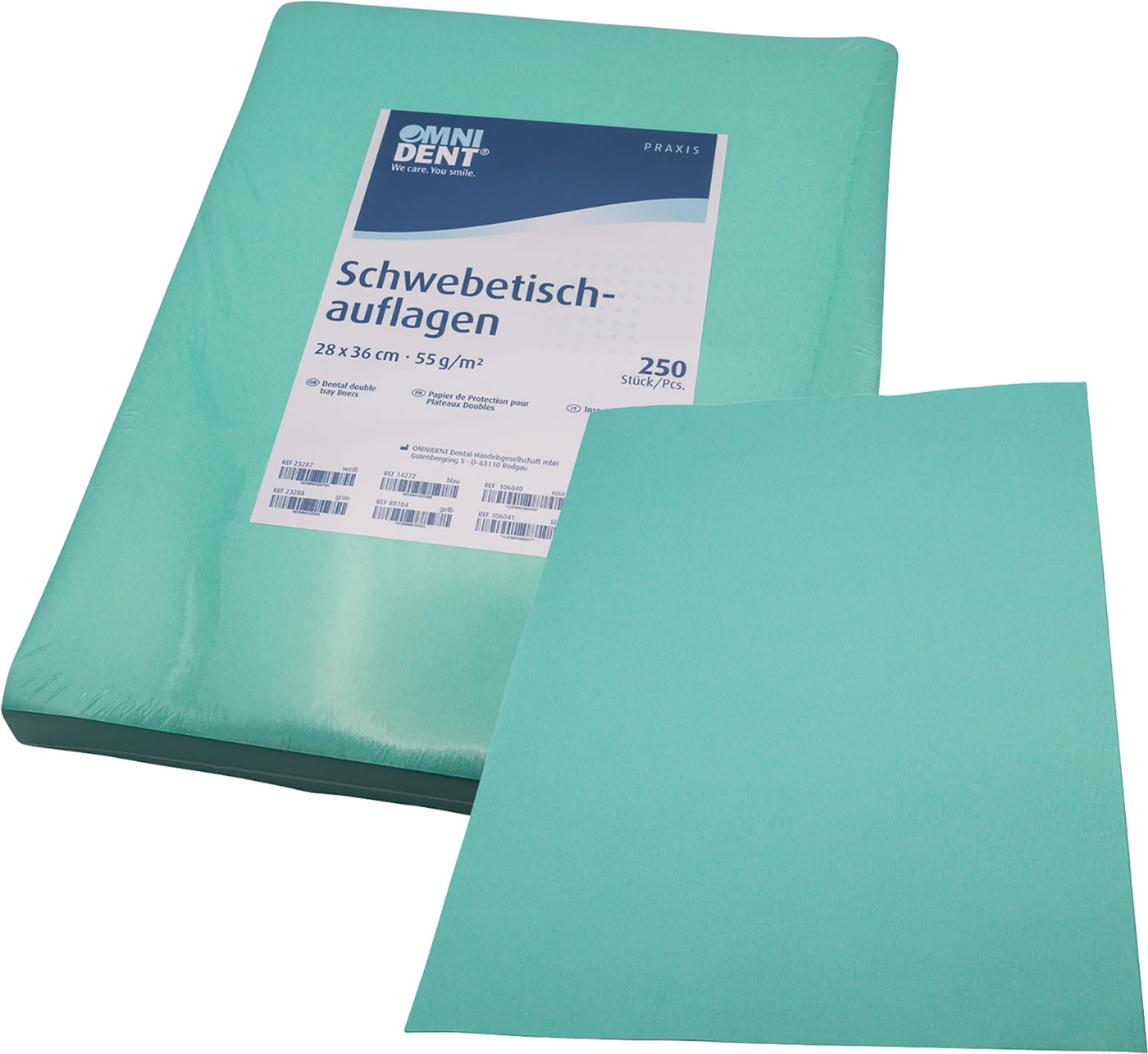 Schwebetischauflagen Packung 250 Stück 28 x 36 cm, hellgrün