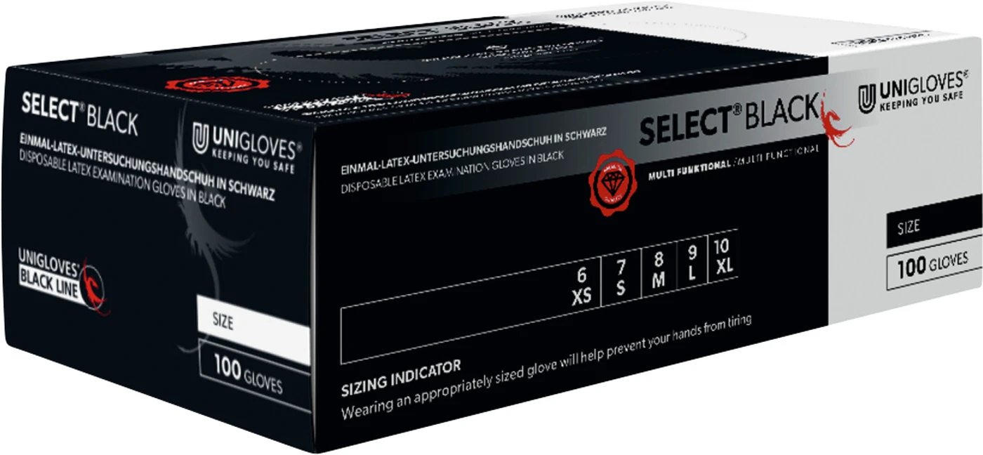 SELECT® BLACK Packung 100 Stück puderfrei, schwarz, XS