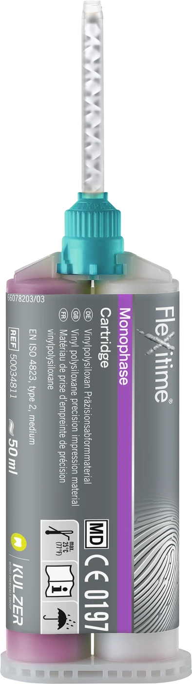 Flexitime® Packung 2 x 50 ml Doppelkartusche Monophase, mittelfließend, 6 Mischkanülen grün 1:1
