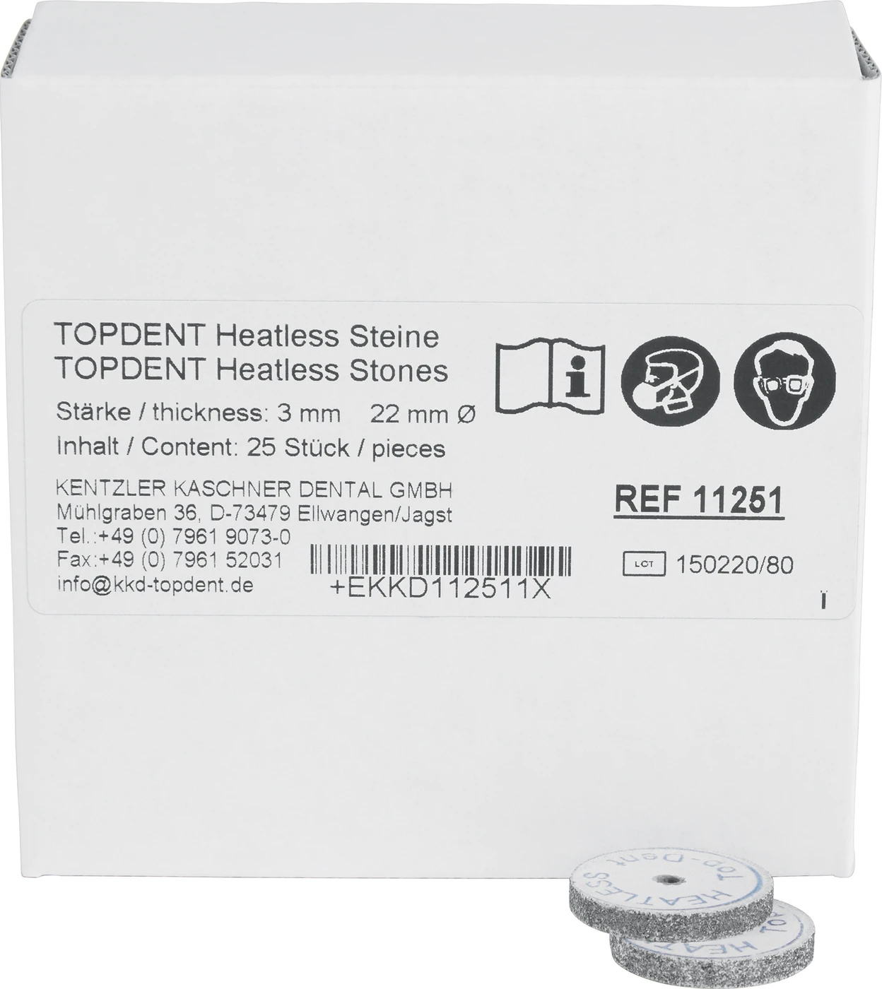 TOPDENT Heatless Steine Packung 25 Stück Ø 22 mm