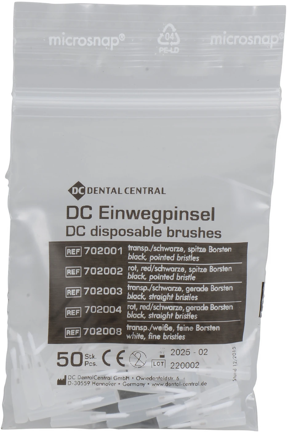 DC Einwegpinsel Packung 50 Stück weiß