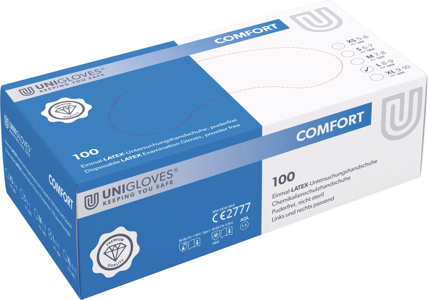COMFORT® Packung 100 Stück puderfrei, weiß, L COMFORT® Packung 100 Stück puderfrei, weiß, L