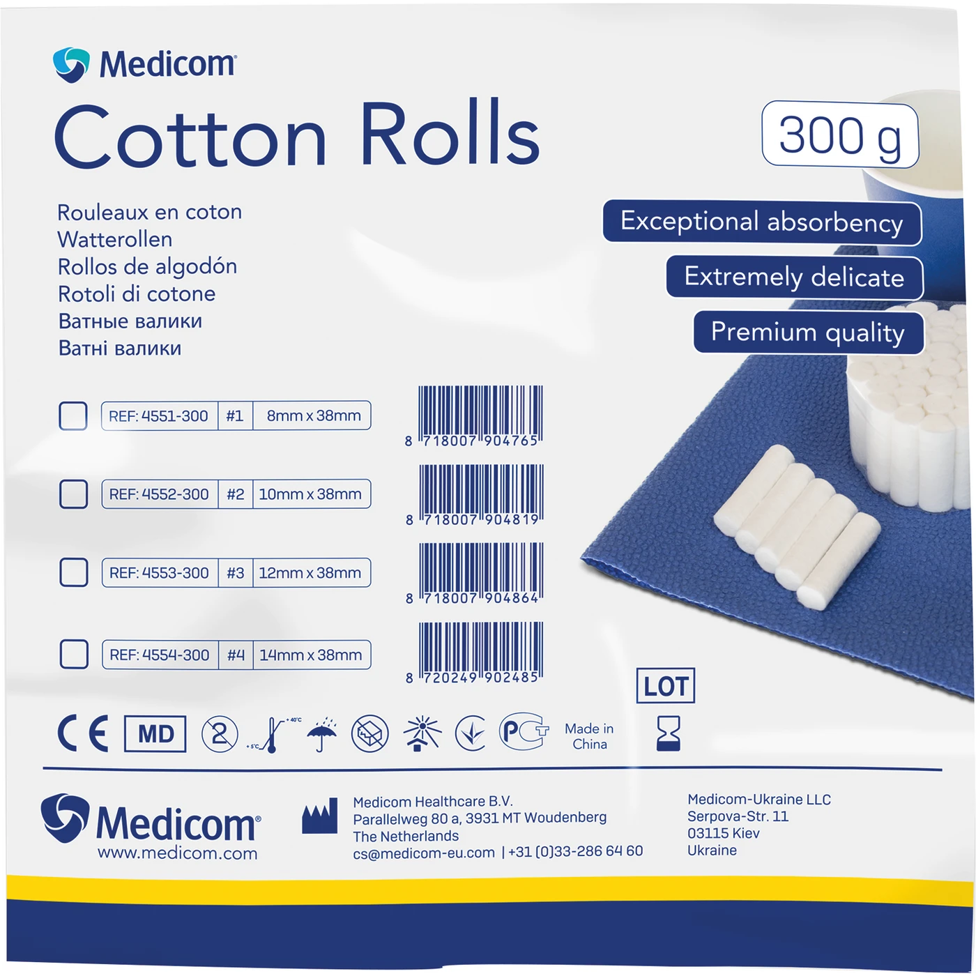 Medicom® Watterollen Beutel 300 g Ø 10 mm x 38 mm, Größe 2