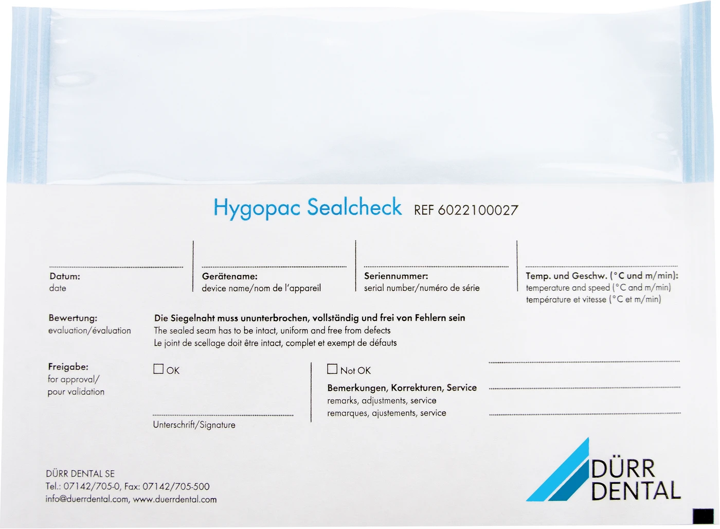 Hygopac Sealcheck Packung 250 Stück