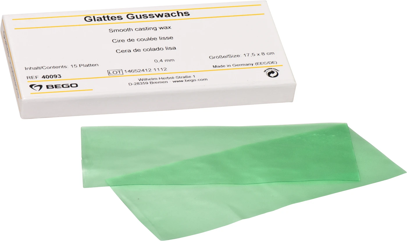 Glattes Gusswachs Packung 15 Stück grün, Stärke 0,4 mm