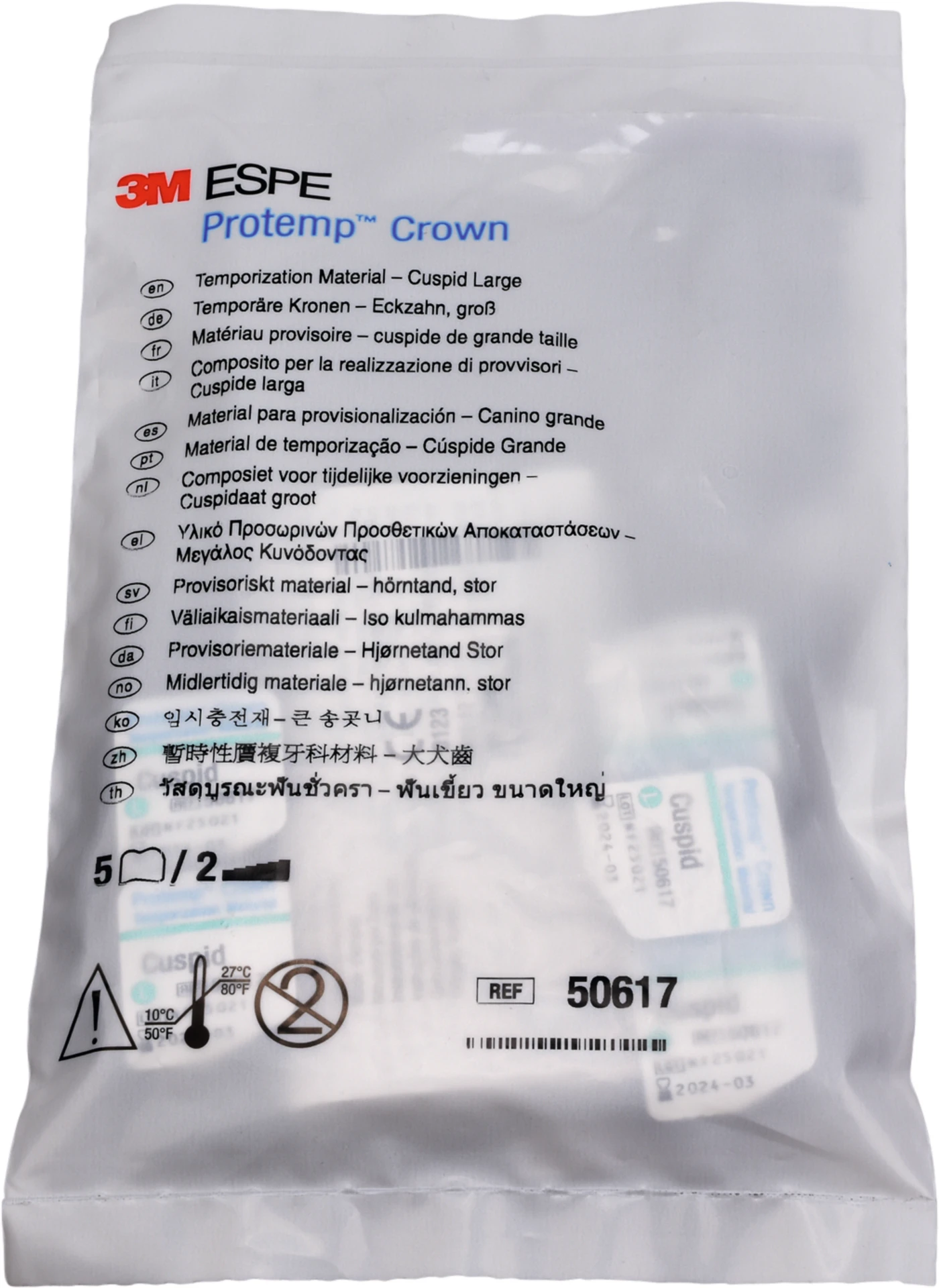 Protemp™ Crown Packung 5 Stück Eckzahn L, 1 Stückmesslehre Protemp™ Crown Packung 5 Stück Eckzahn L, 1 Stückmesslehre