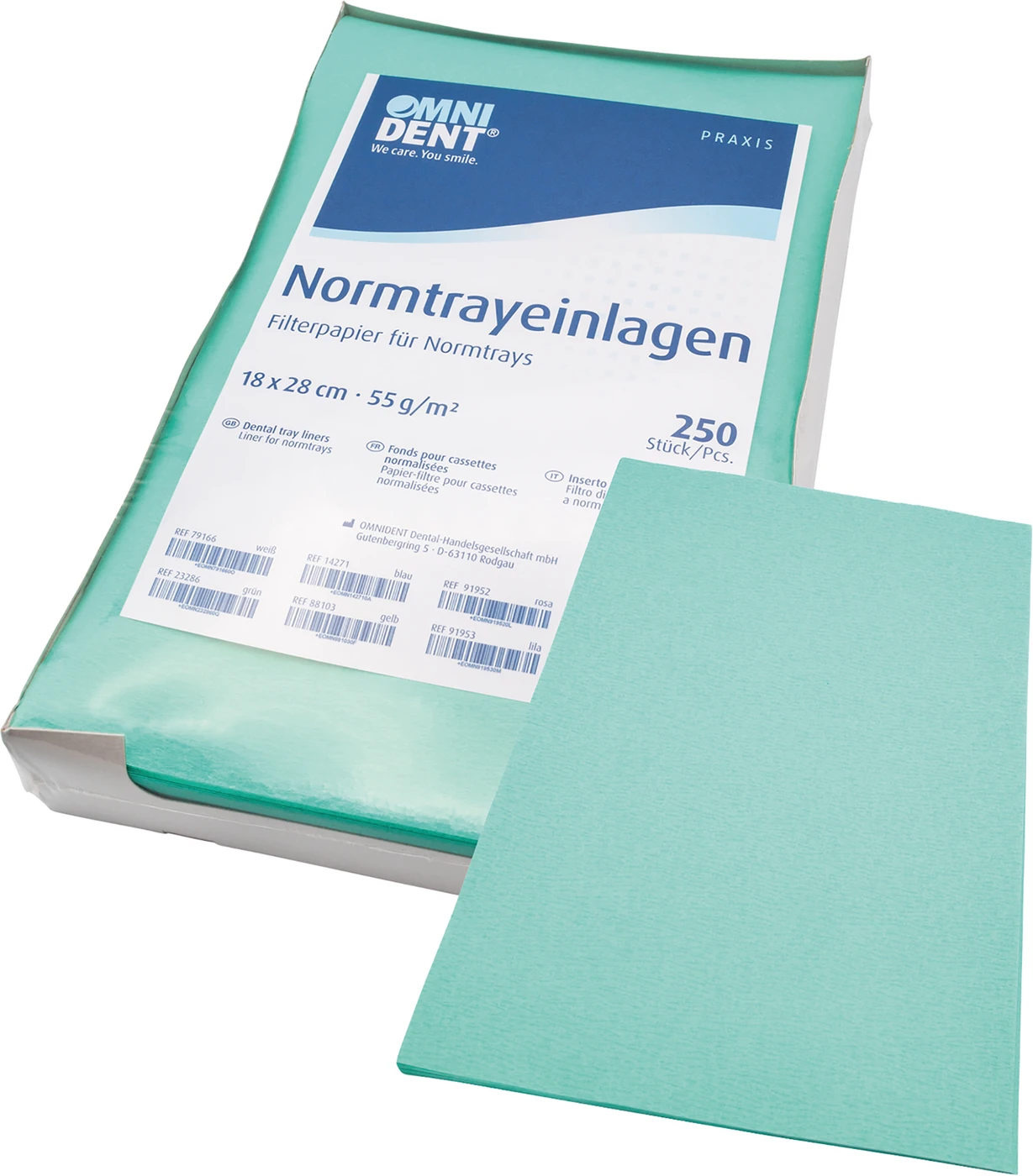 Normtrayeinlagen Packung 250 Stück 28 x 18 cm, hellgrün