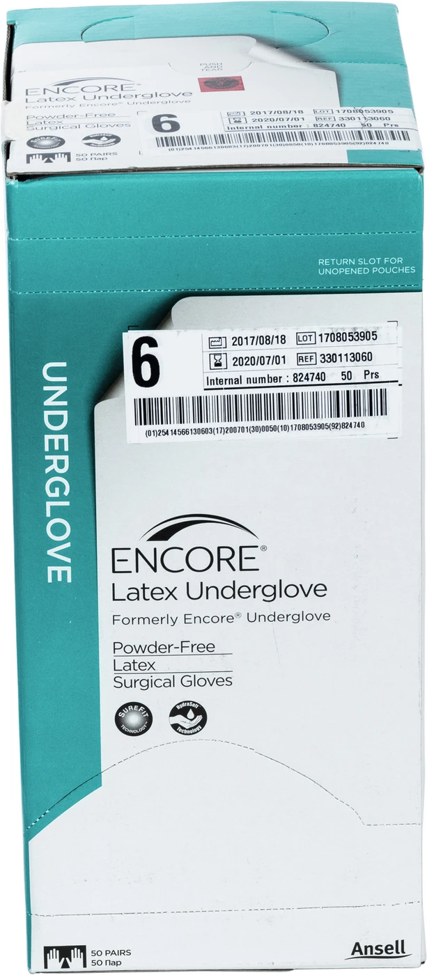 ENCORE® Latex Underglove Packung 50 Paar  puderfrei, grün, Größe  6