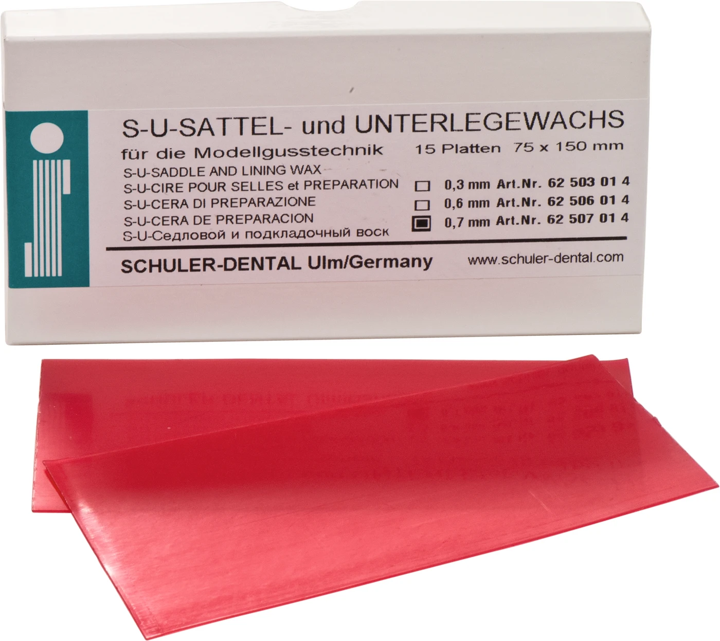 S-U-SATTEL- und UNTERLEGEWACHS Packung 15 Stück 150 x 75 mm, Stärke 0,7 mm