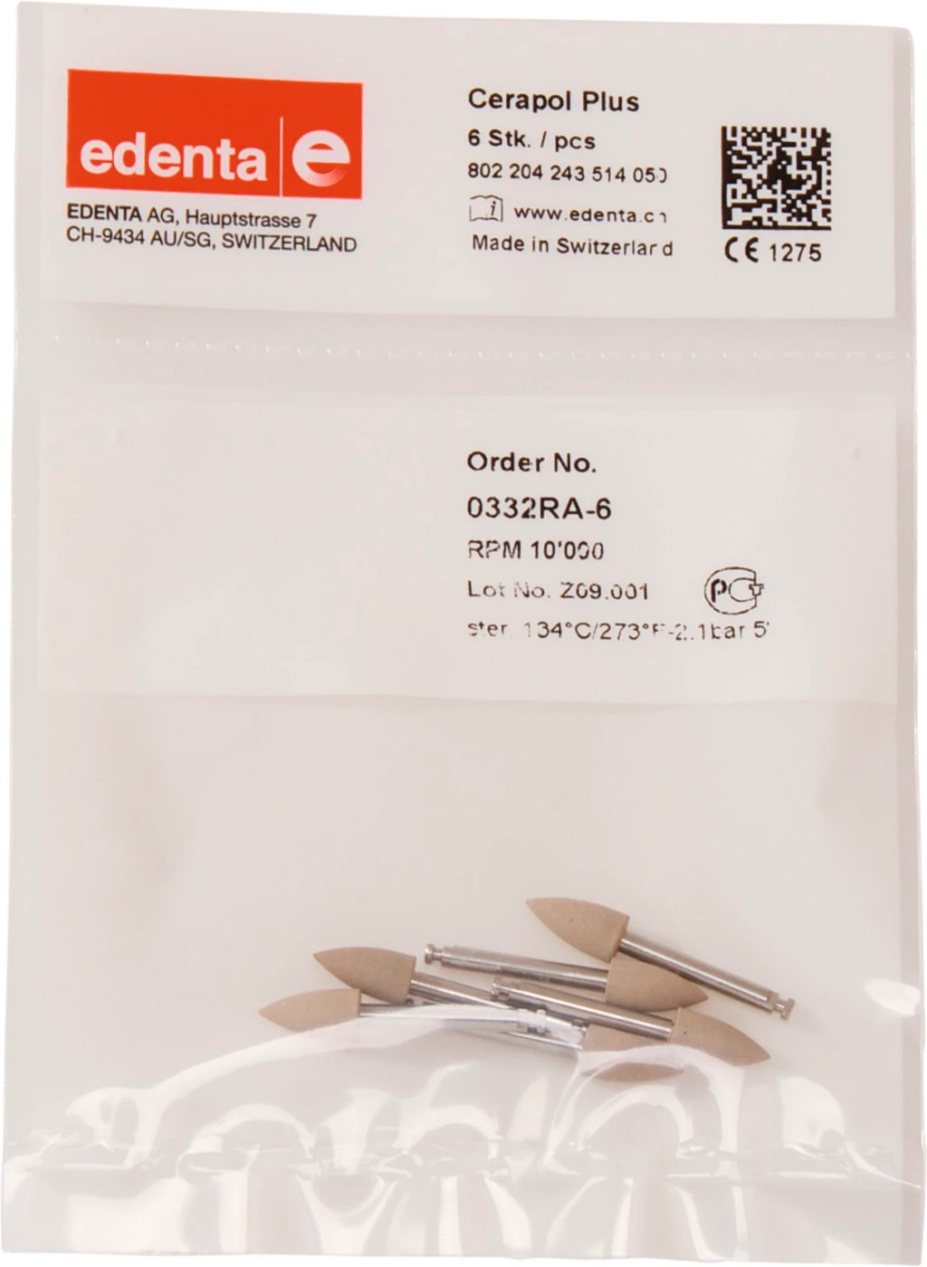 CeraPol Plus Packung 6 Stück grau, RA, Figur 243, 10 mm, ISO 050