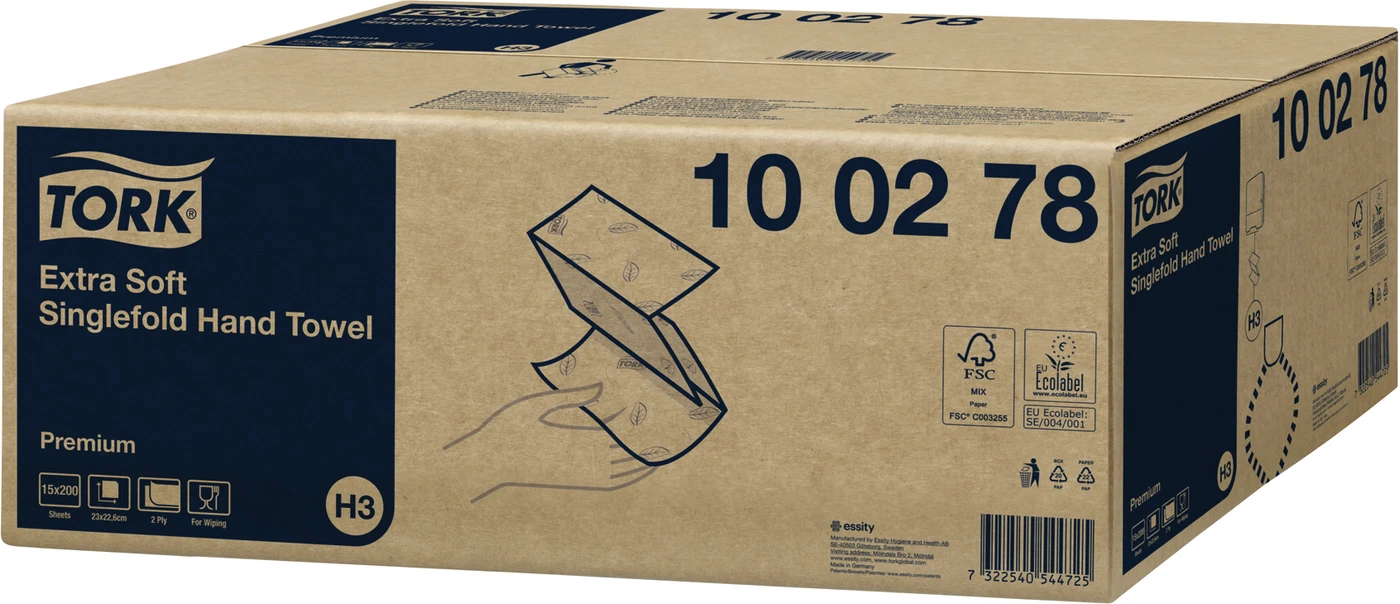 TORK® extra weiche Zickzack Handtücher (V-Falz) H3 System Karton 15 x 200 Stück 2-lagig, extra weich, 23 x 22,6 cm, hochweiß
