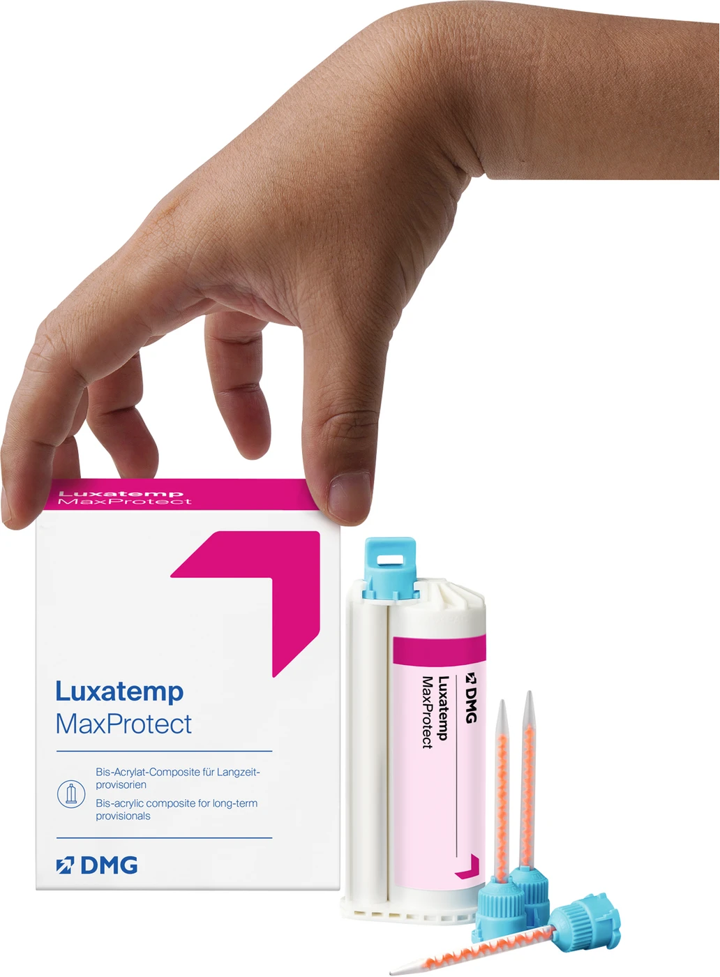 Luxatemp MaxProtect Packung 50 ml Doppelkartusche BL, 15 Automix Tips