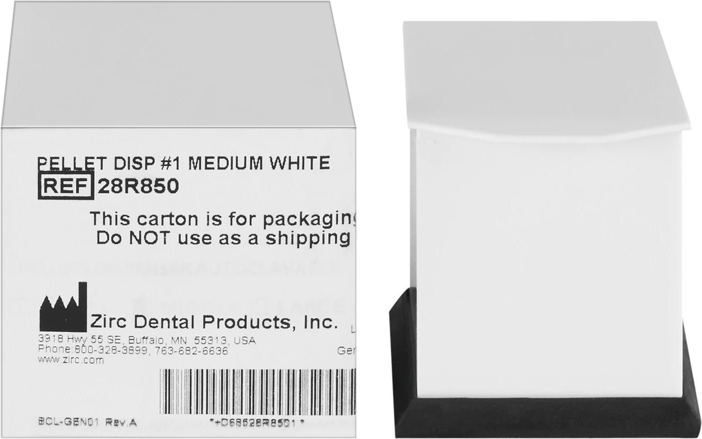 Pellet Dispenser Stück weiß, für mittlere Pellets (Größe 0, 1 & 2), 4,8 x 4,8 x 2 cm