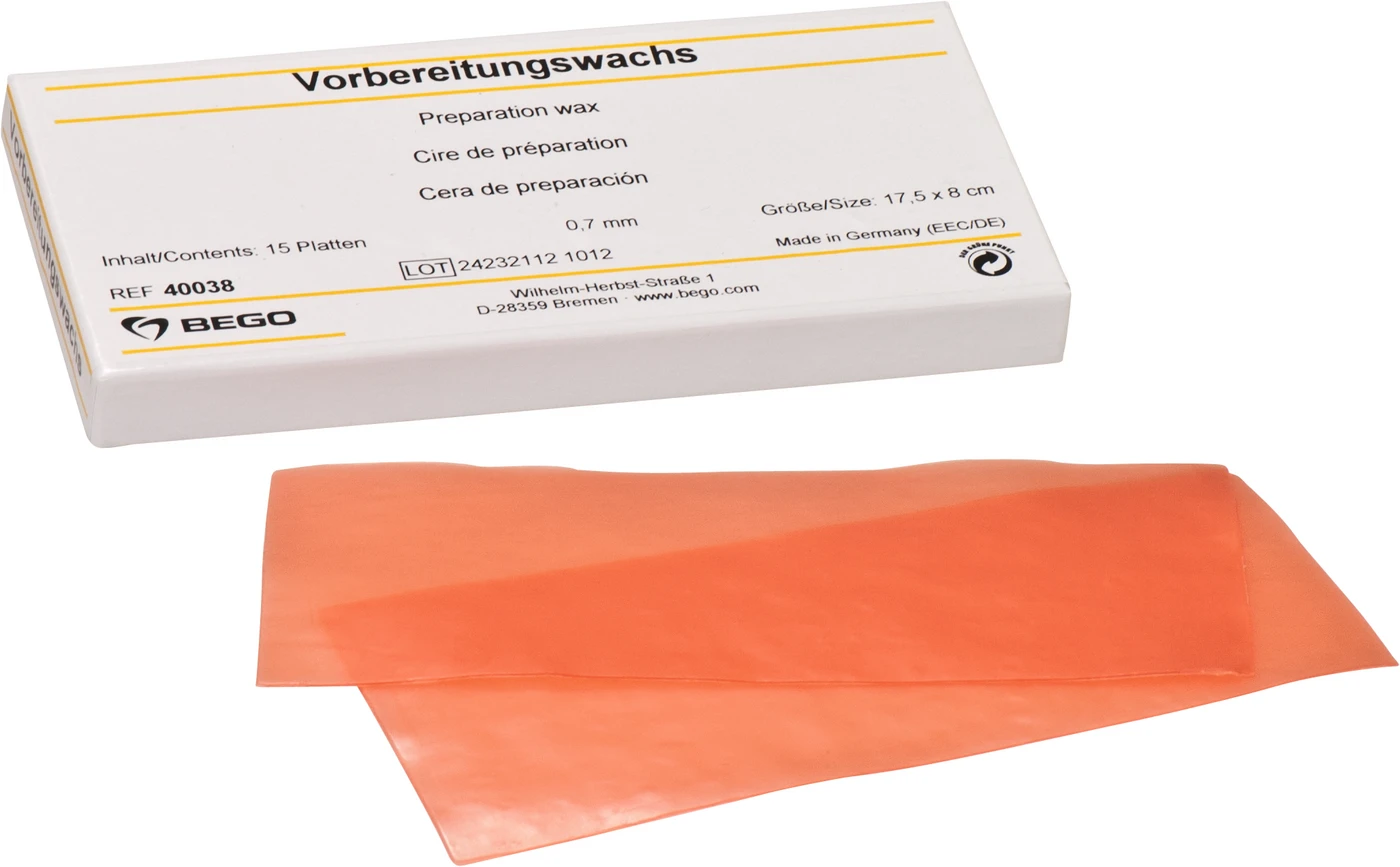 Vorbereitungswachs Packung 15 Stück rosa, Stärke 0,7 mm