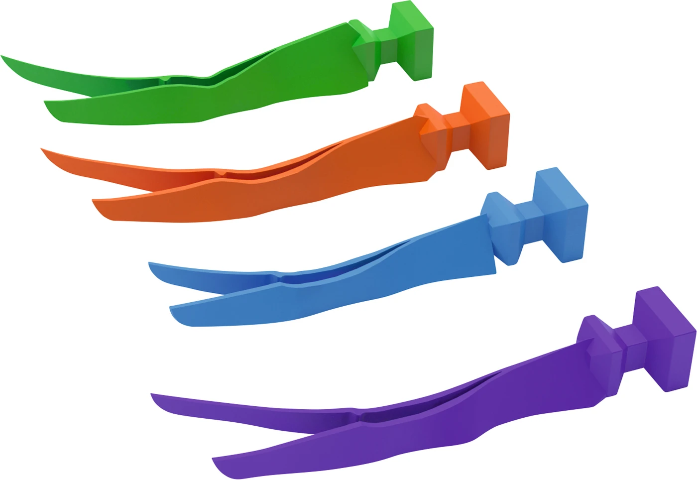 Quad-Teilmatrizensystem Keile Packung 200 Stück sortiert (grün, orange, blau, lila)