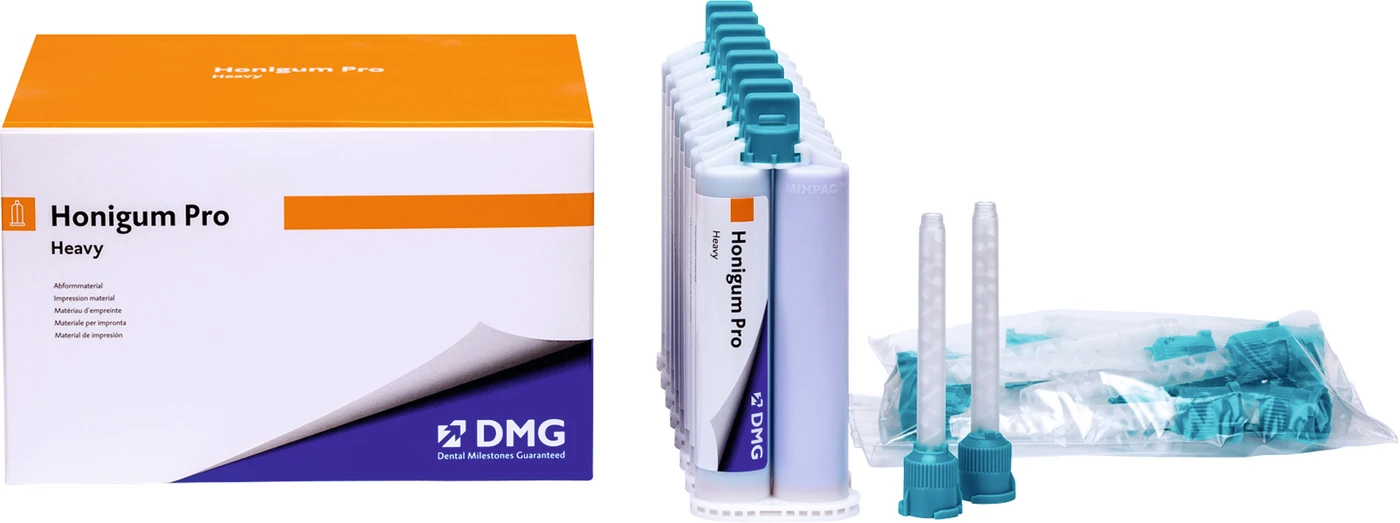 Honigum Pro Heavy Vorteilspackung 8 x 50 ml Doppelkartusche, 16 Automix-Tips Honigum Pro Heavy Vorteilspackung 8 x 50 ml Doppelkartusche, 16 Automix-Tips
