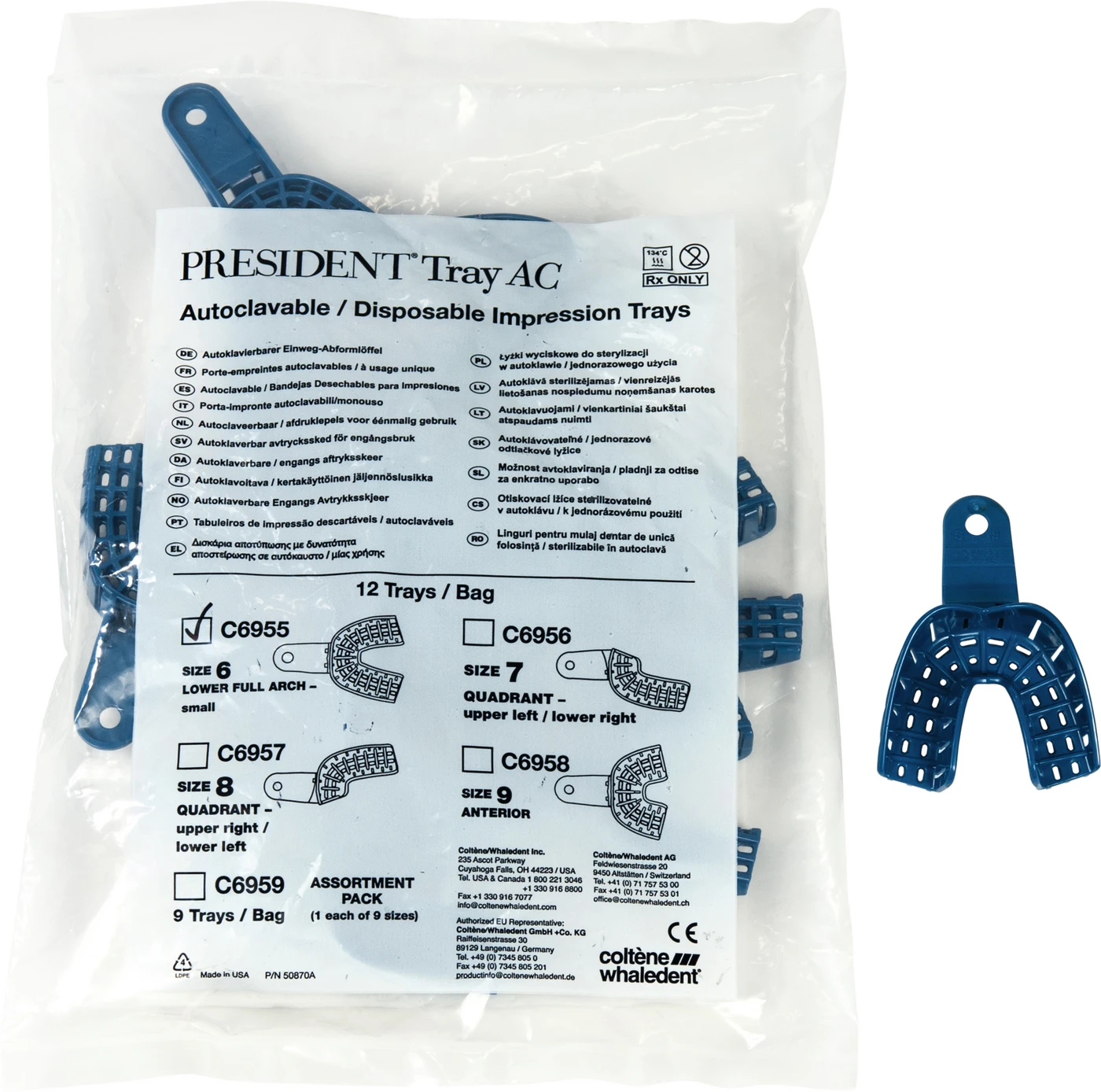 PRESIDENT® Abformlöffel AC Packung 12 Stück Unterkiefer Gr. 6, klein