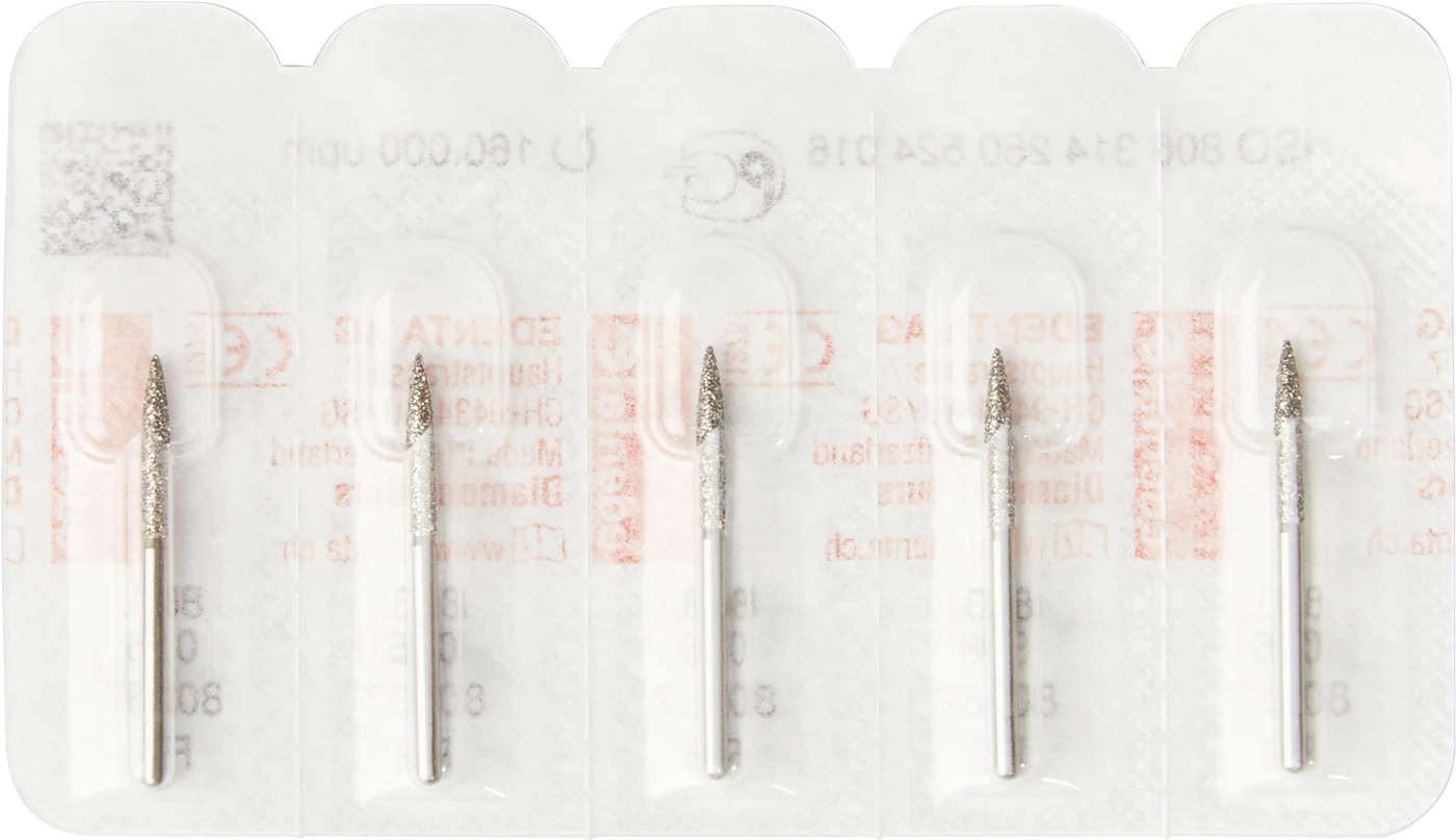 Diamanten 863 Packung 5 Stück Standard, FG, Figur 250 Flamme, 10 mm, ISO 016