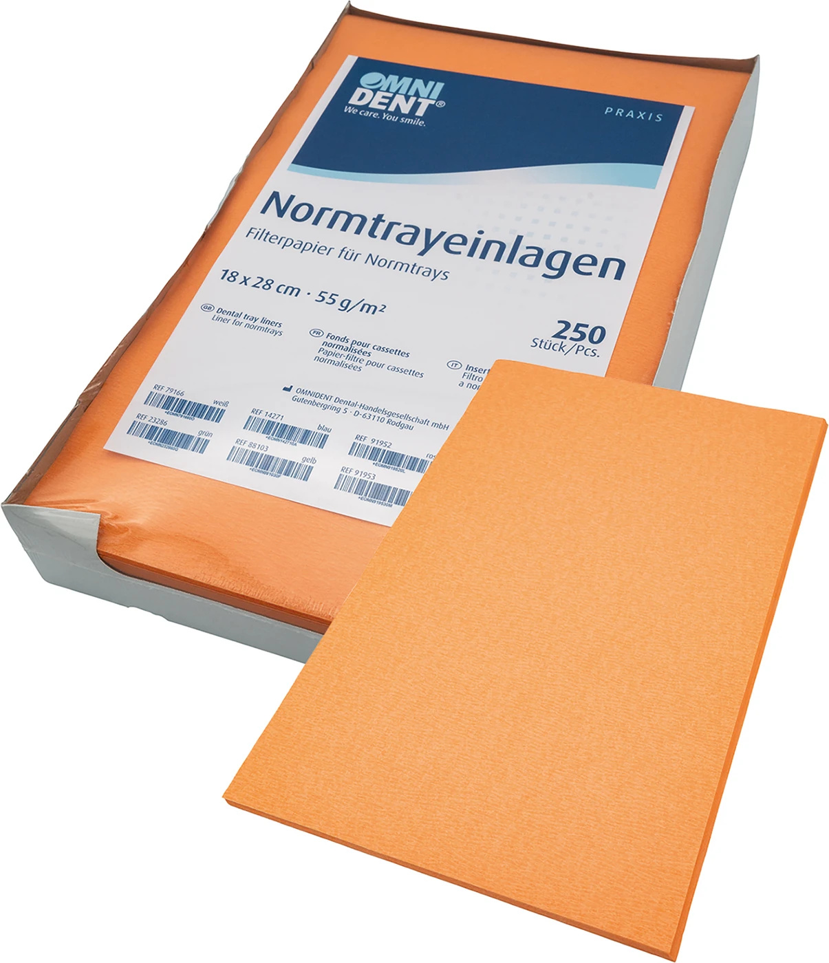 Normtrayeinlagen Packung 250 Stück 28 x 18 cm, orange