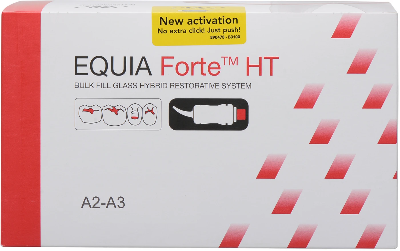 GC EQUIA Forte™ HT Promopackung 100 Kapseln A2-A3, 4 ml FlipCap Coat