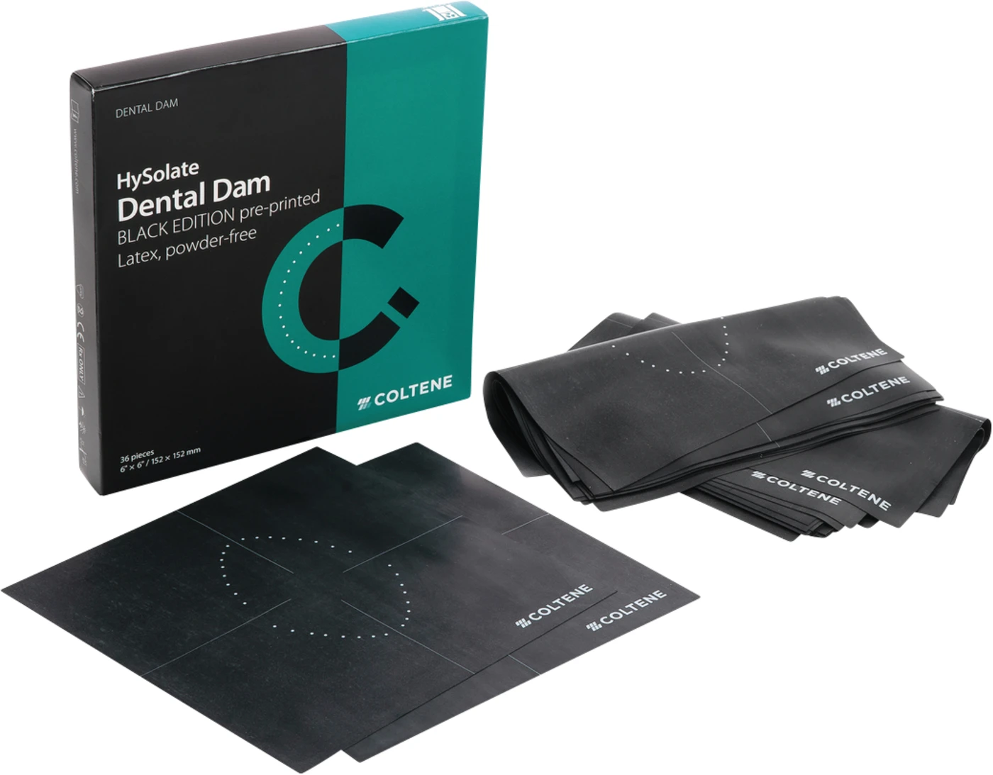 HySolate Dental Dam Großpackung 360 Stück dunkel, 152 x 152 mm, mittel, bedruckt