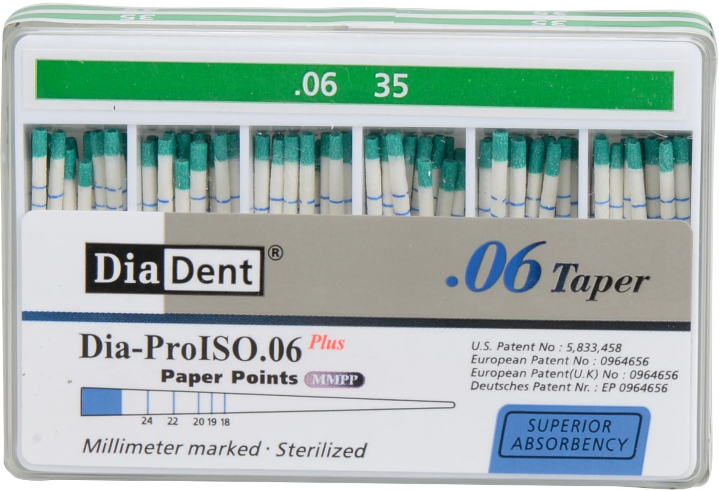 DiaDent® Dia-Pro Paper Points Packung 100 Stück Taper.06, ISO 035