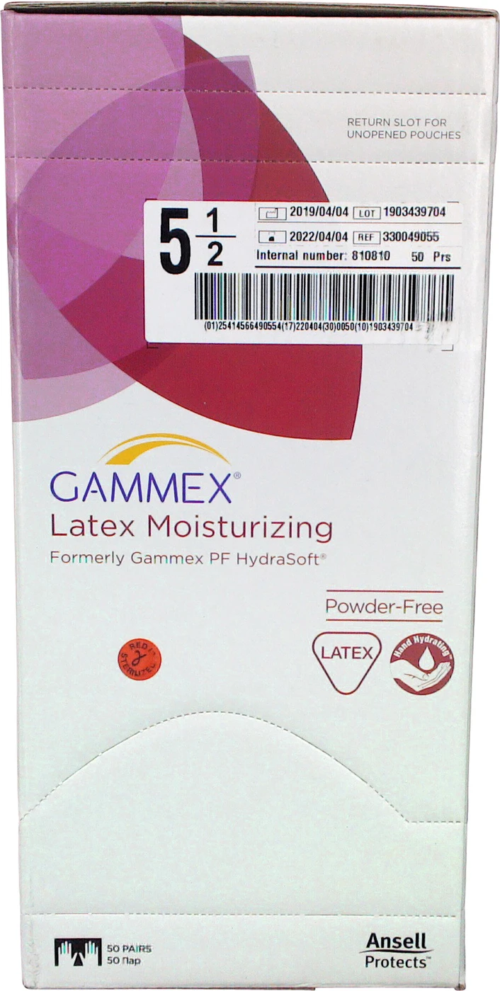 Gammex® Latex Moisturiser Packung 50 Paar puderfrei, natur, Größe 5,5