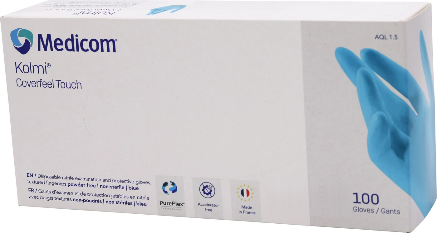 Coverfeel® Touch® Nitrilhandschuhe Packung 100 Stück blau, puderfrei, XS Coverfeel® Touch® Nitrilhandschuhe Packung 100 Stück blau, puderfrei, XS
