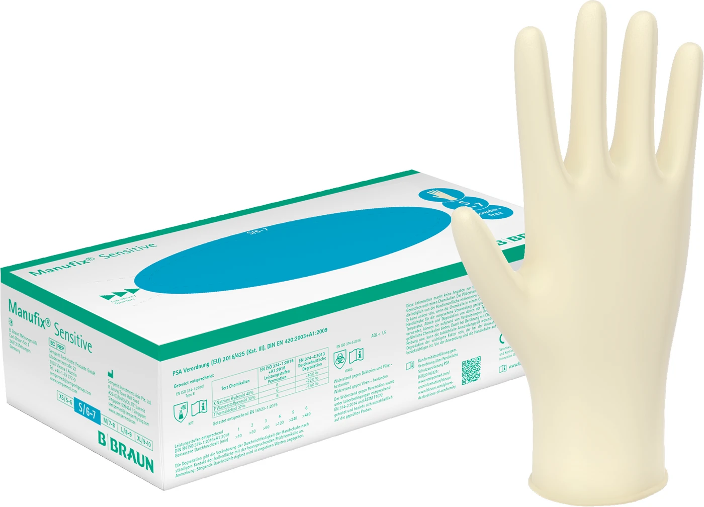 Manufix® Sensitive Packung 100 Stück puderfrei, weiß, S