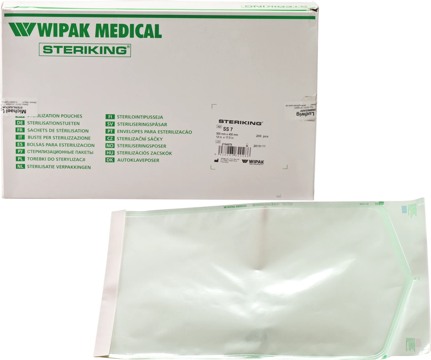 Sterilisations-Selbstklebetüten Packung 200 Stück 300 x 450 mm