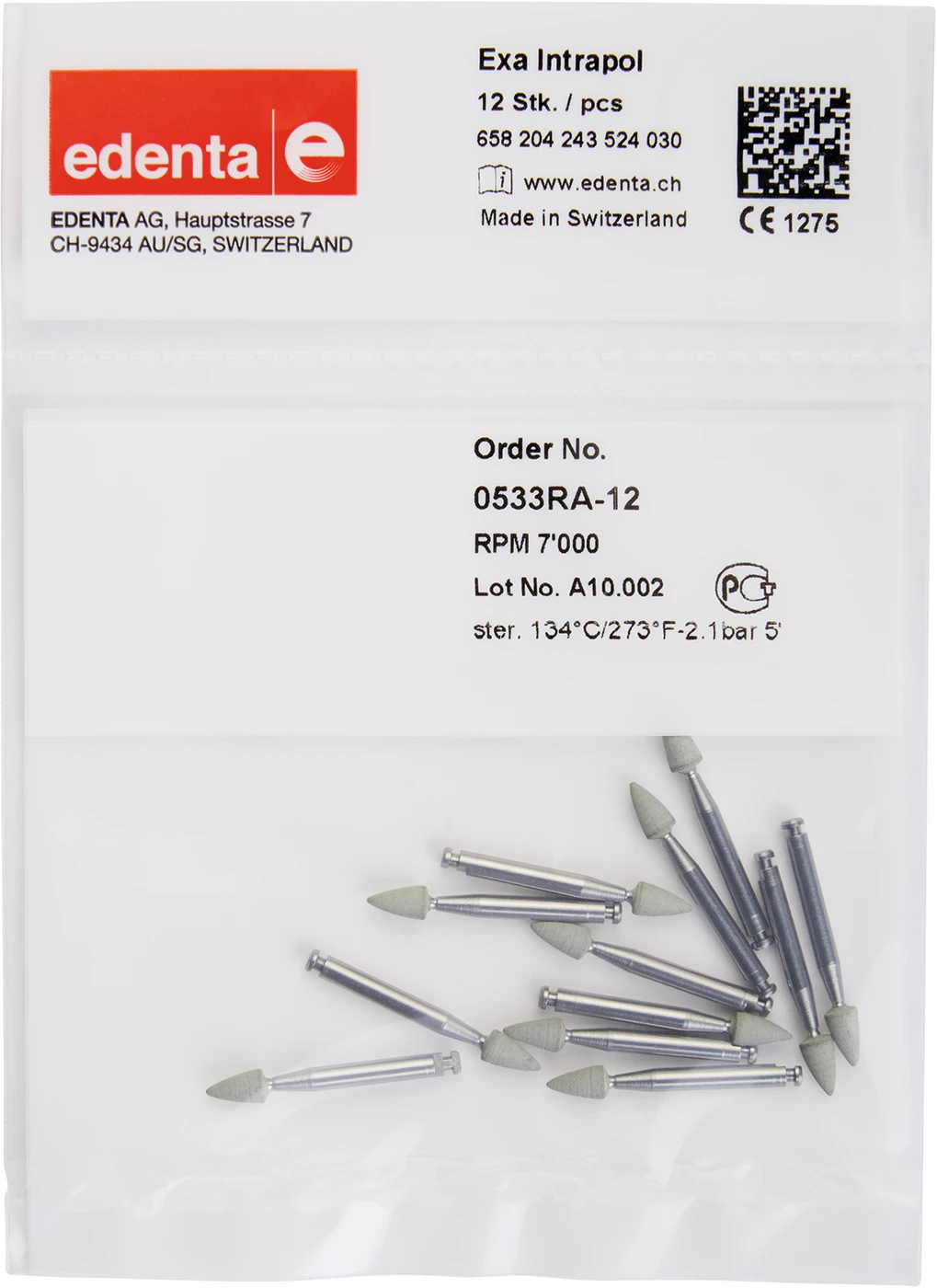 Exa Intrapol Packung 12 Stück weiß, RA, Figur 243 Minispitze, 6 mm, ISO 030