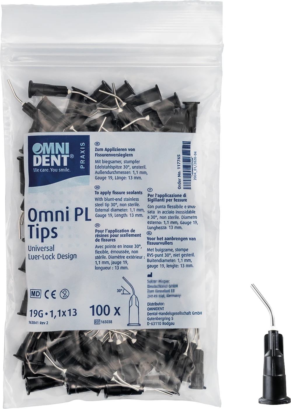 Omni PL Tips Beutel 100 Stück L 13 mm, Ø 1,1 mm, 30°, G19