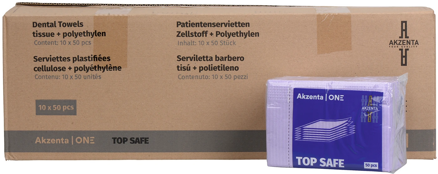 TOP SAFE Patientenservietten Karton 10 x 50 Stück lila, 33 x 45 cm, 2-lagig