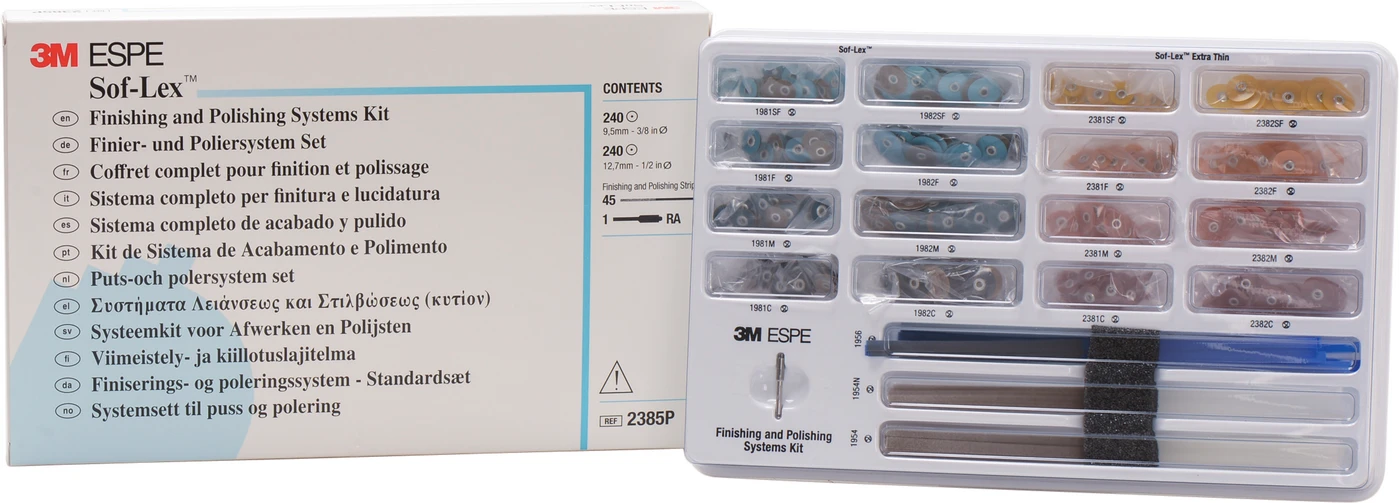 Sof-Lex™ Ausarbeitungs- und Polierscheiben Intro Kit 240 Scheiben, 45 Streifen, 1 Mandrell RA