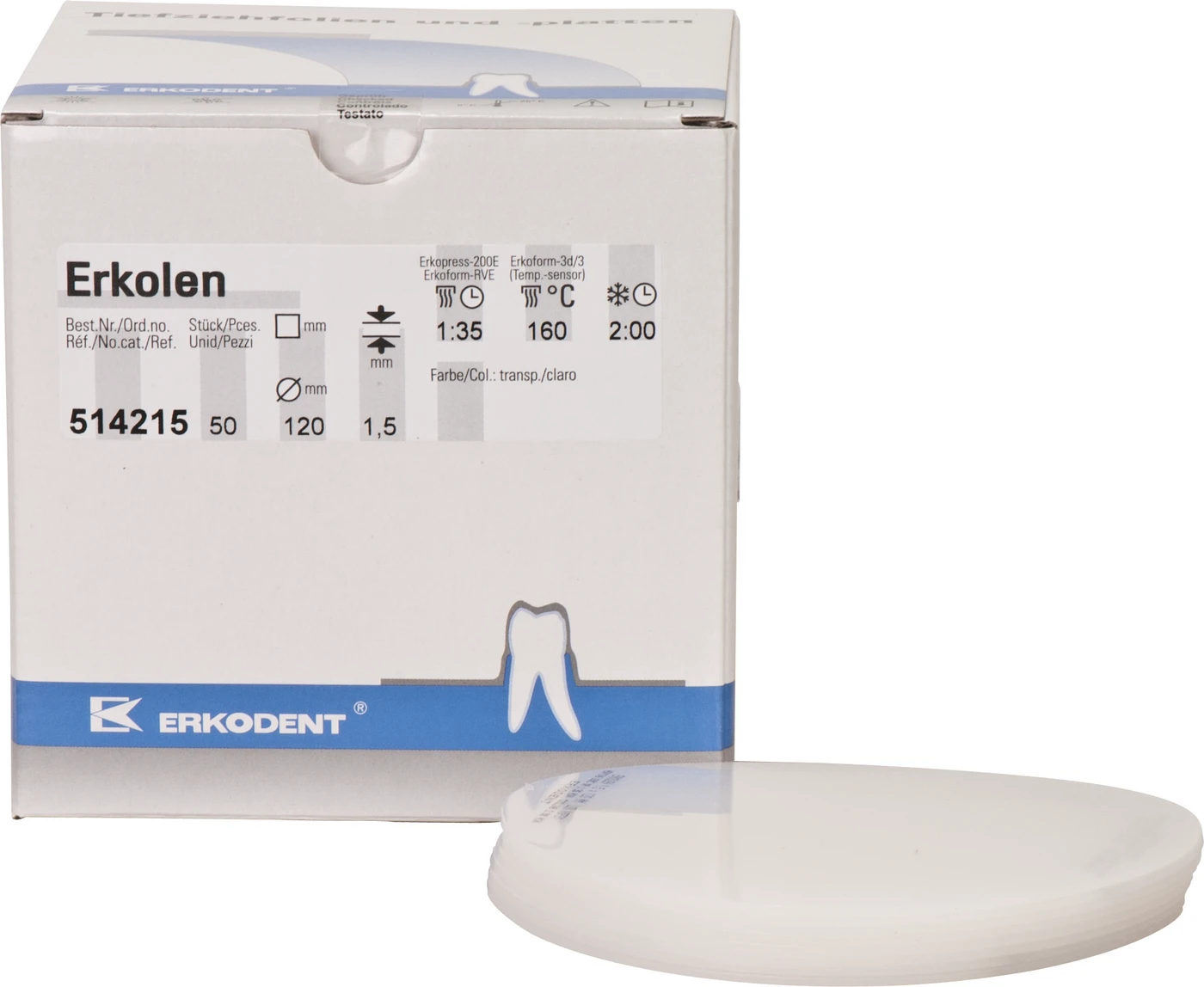 Erkolen Packung 50 Stück transparent, Ø 120 mm, Stärke 1,5 mm