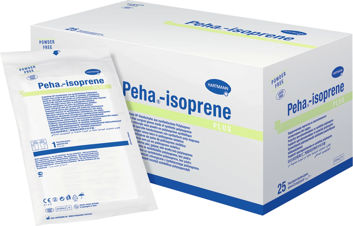 Peha®-isoprene latexfree Packung 50 Paar puderfrei, weiß, Größe 6,5