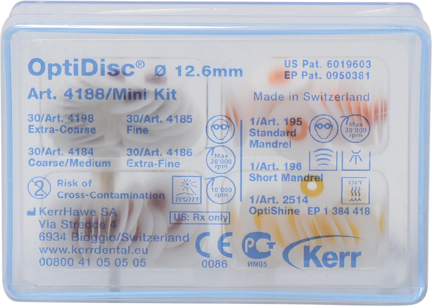 OptiDisc® Mini-Kit 120 Stück sortiert, Ø 12,5 mm, 5 Mandrelle, 1 OptiShine