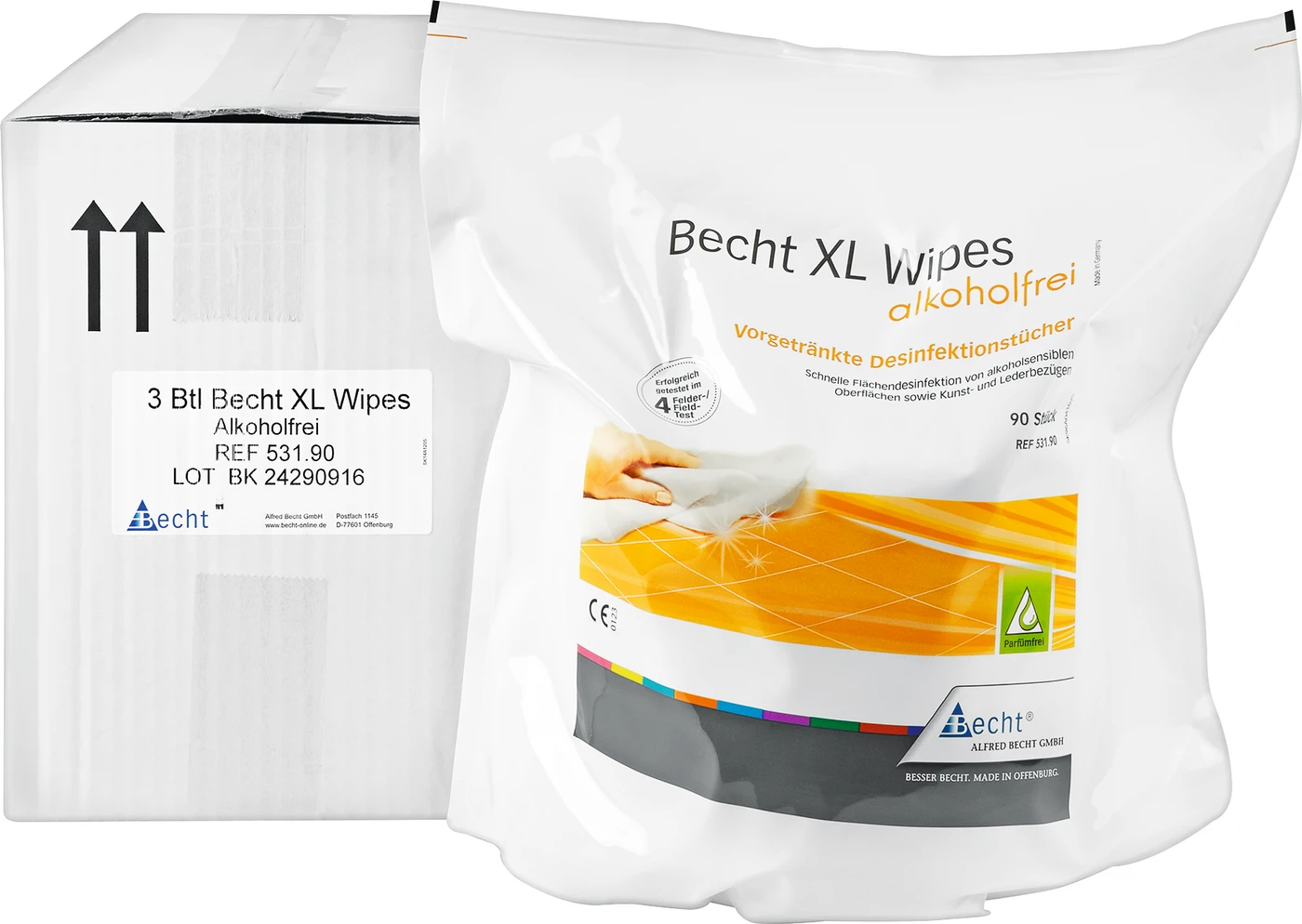 Becht XL Wipes alkoholfrei Packung 90 Stück 28 x 30 cm
