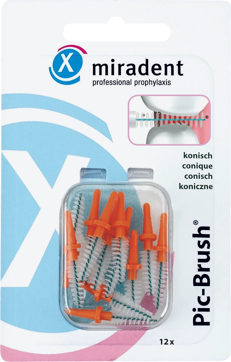 Pic-Brush® Ersatzbürsten Packung 12 Stück orange, konisch Ø 2,5-5 mm