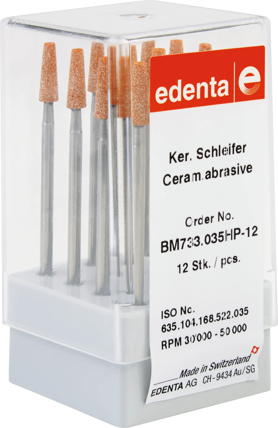 Keramische Schleifer B Packung 12 Stück braun mittel, HP, Figur 168, 10,5 mm, ISO 035