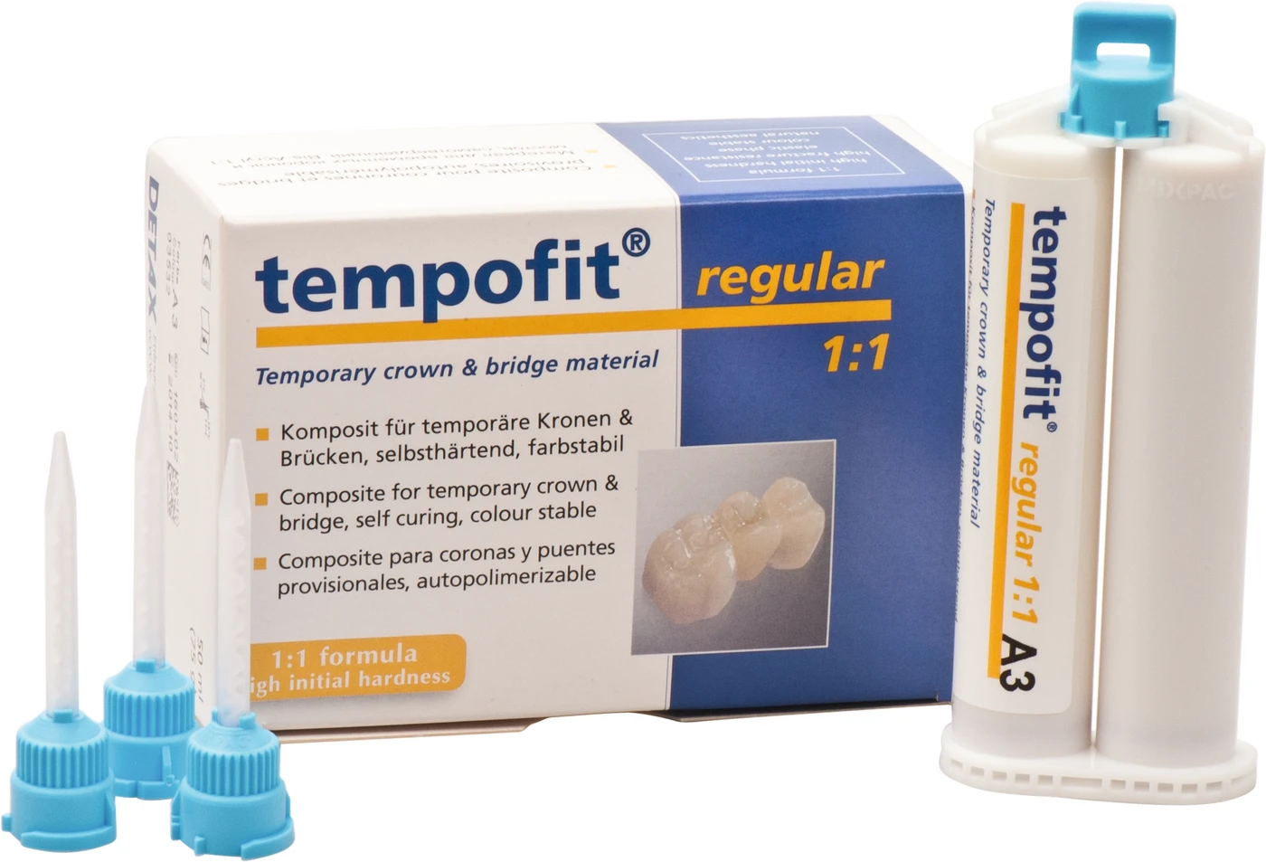 tempofit® regular 1:1 Standardpackung 50 ml Doppelkartusche A3, 10 Mischkanülen